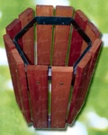 Corbeille hexagonale en lames de bois exotique
