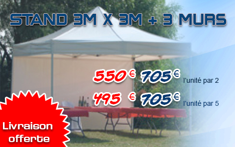 Stand 3m x 3m + 3 murs